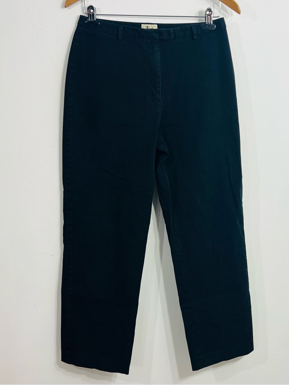 L.L. Bean Black Twill Dress Pants Straight Leg Stretch Flat Front Size 10 Reg